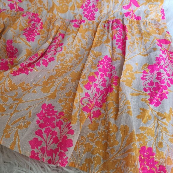 Old Navy Y2K Maxi Dress XXL Tiered Boho V-Neck Metallic Sleeveless‎ Beach Lined - Picture 8 of 12